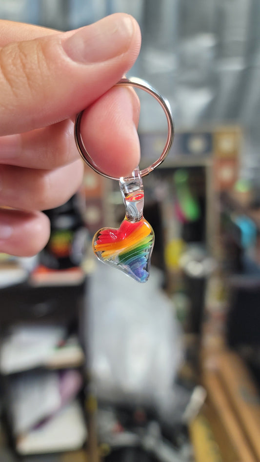 Small Rainbow Heart Keychain