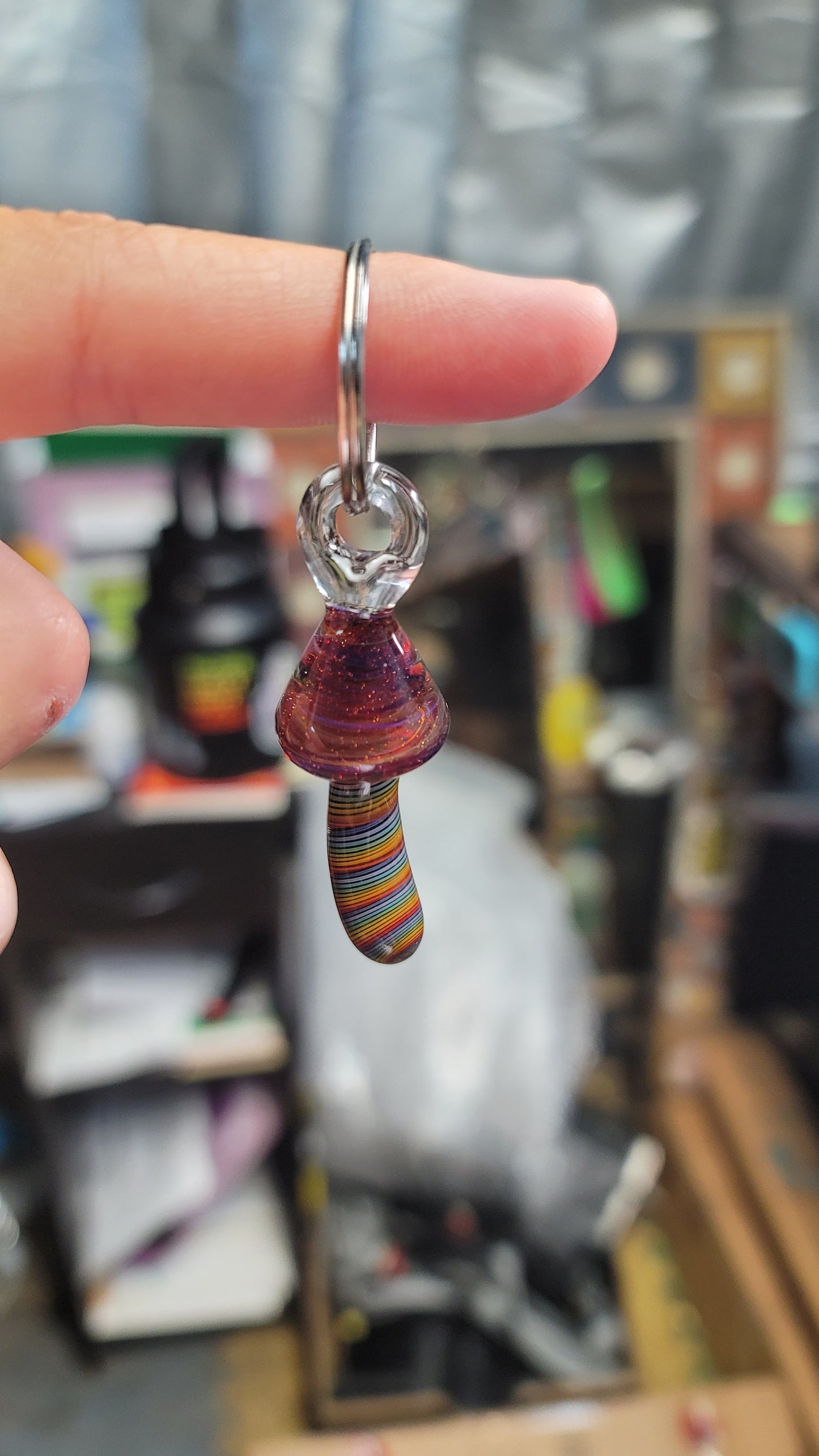 Purple cap w/ Rainbow Keychain