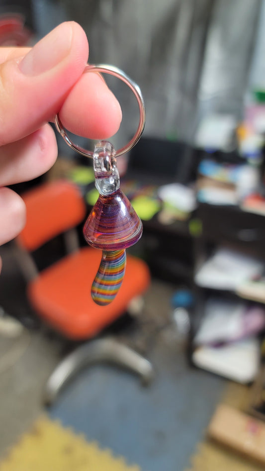 Purple cap w/ Rainbow Keychain