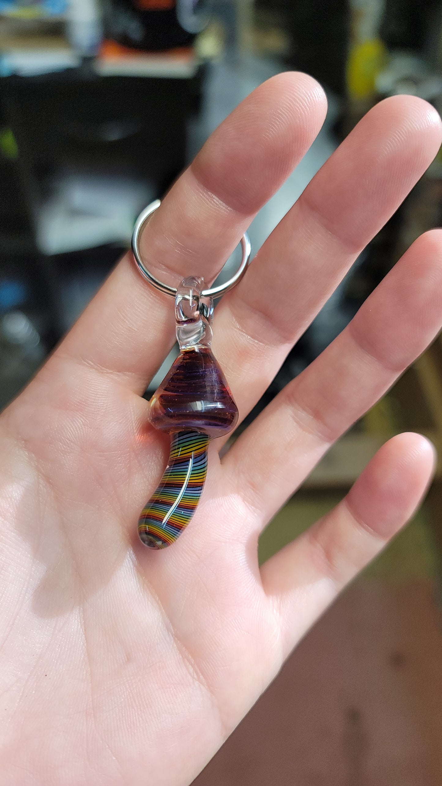 Purple cap w/ Rainbow Keychain