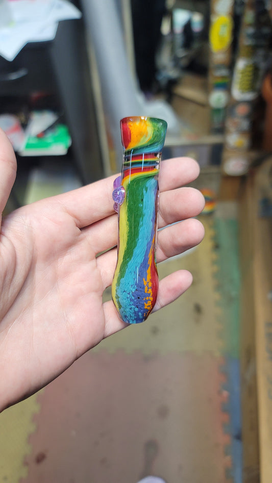 Rainbow frit chillum made to order