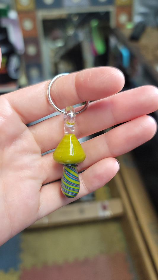 Blue/Yellow Mushroom Keychain