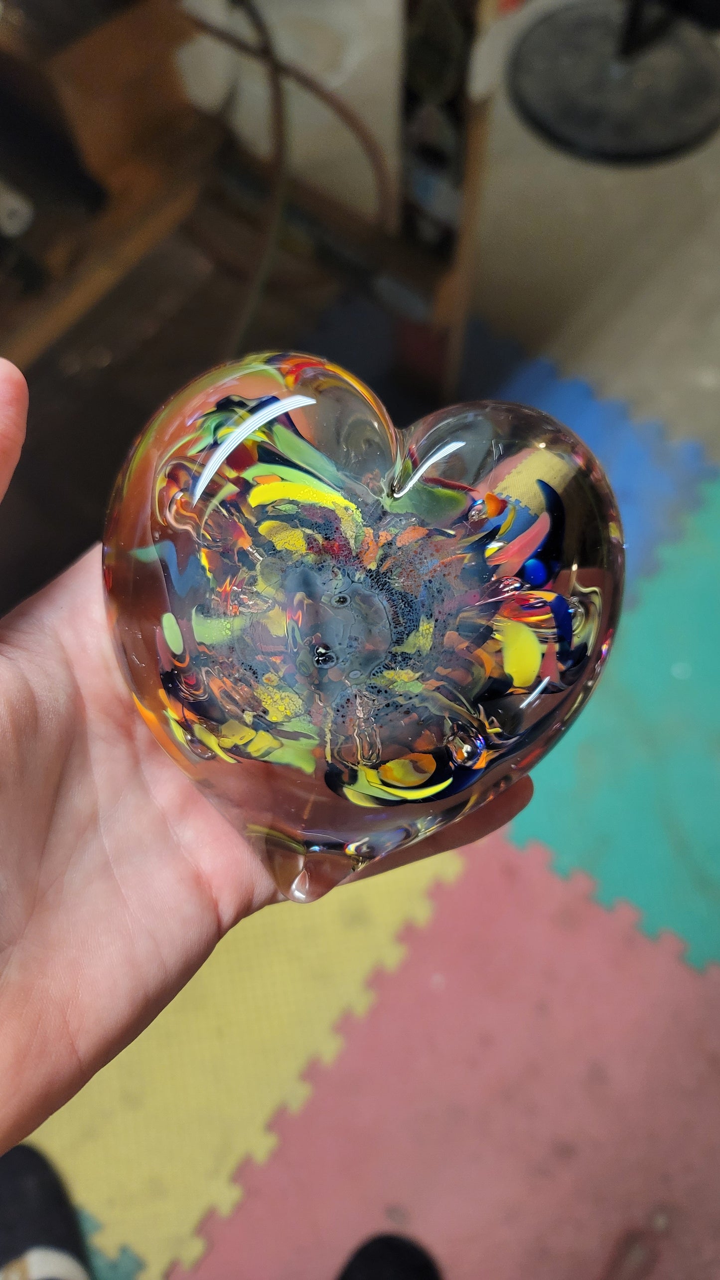 Confetti heart paper weight