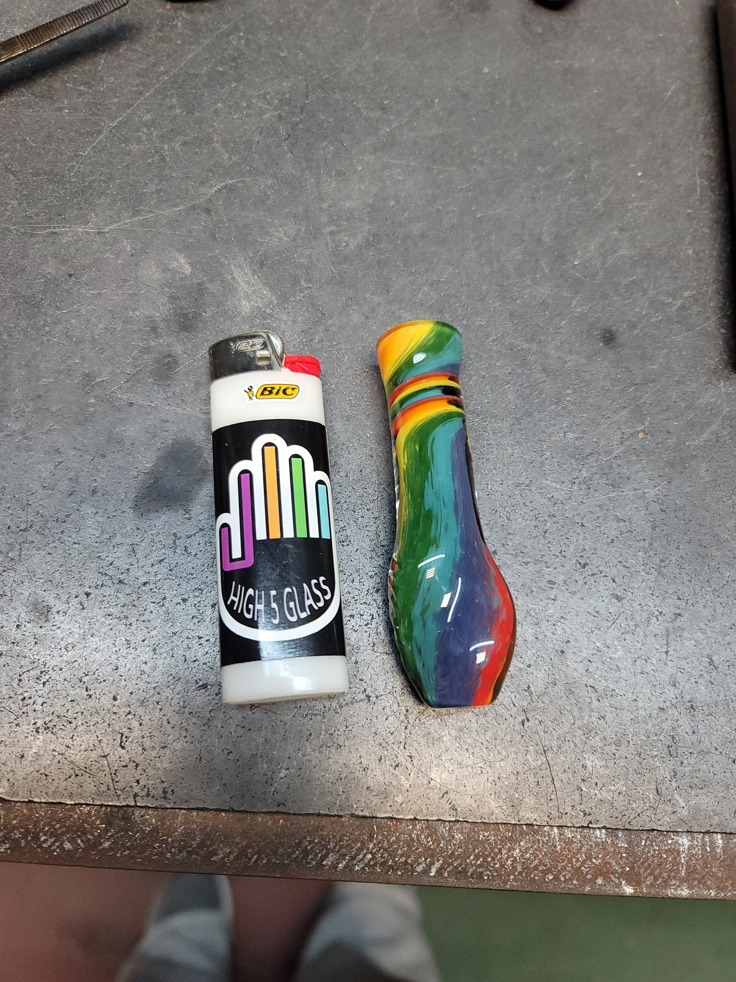 Rainbow frit chillum made to order