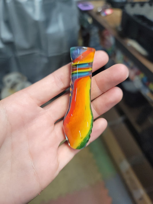 Rainbow frit chillum made to order