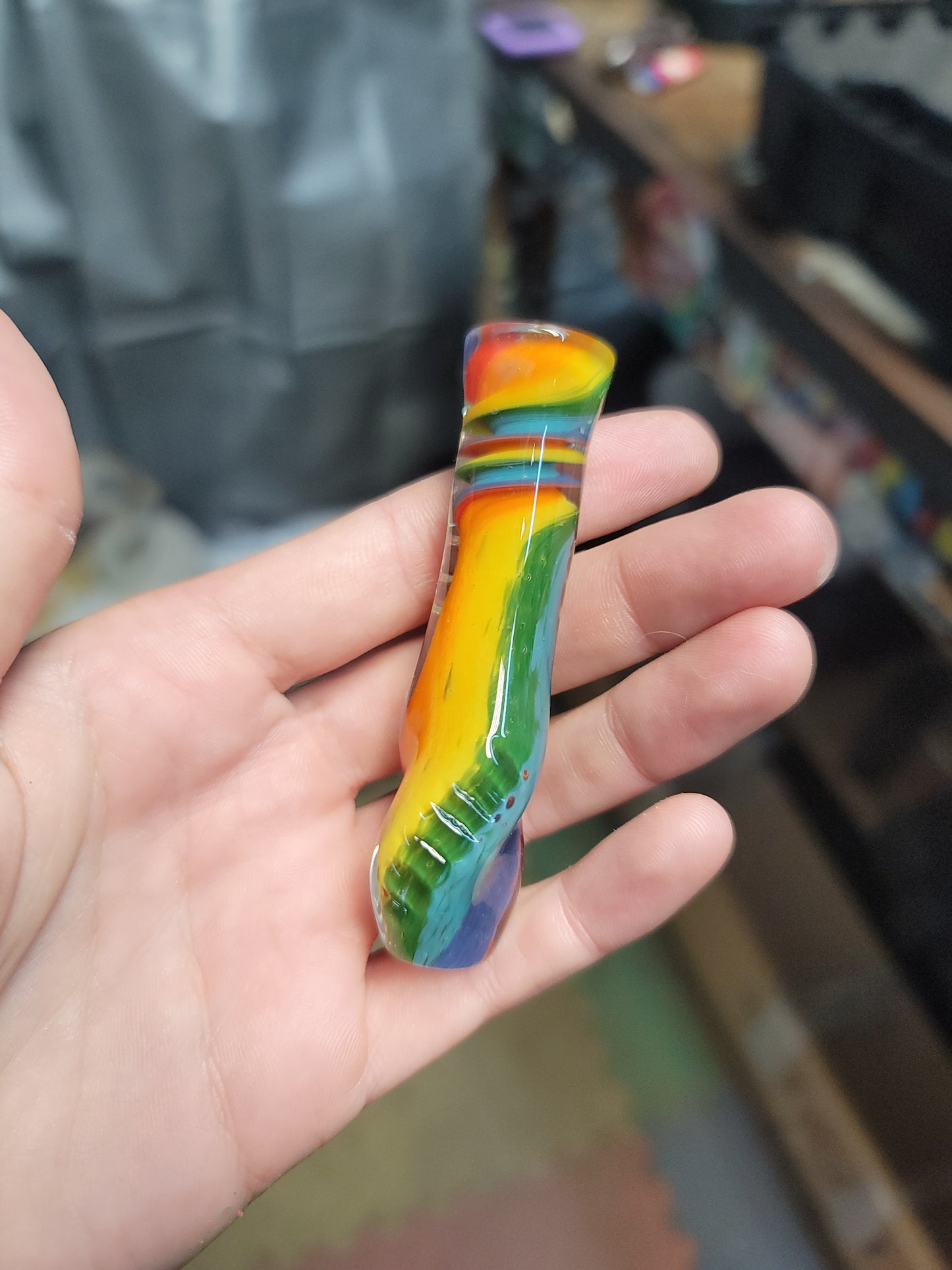 Rainbow frit chillum made to order