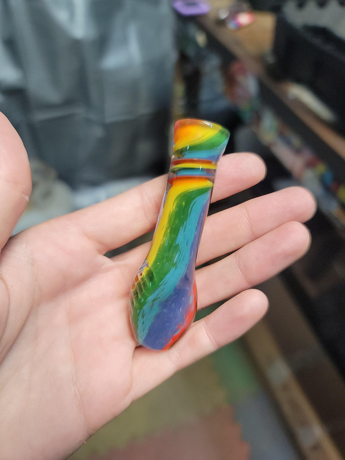 Rainbow frit chillum made to order