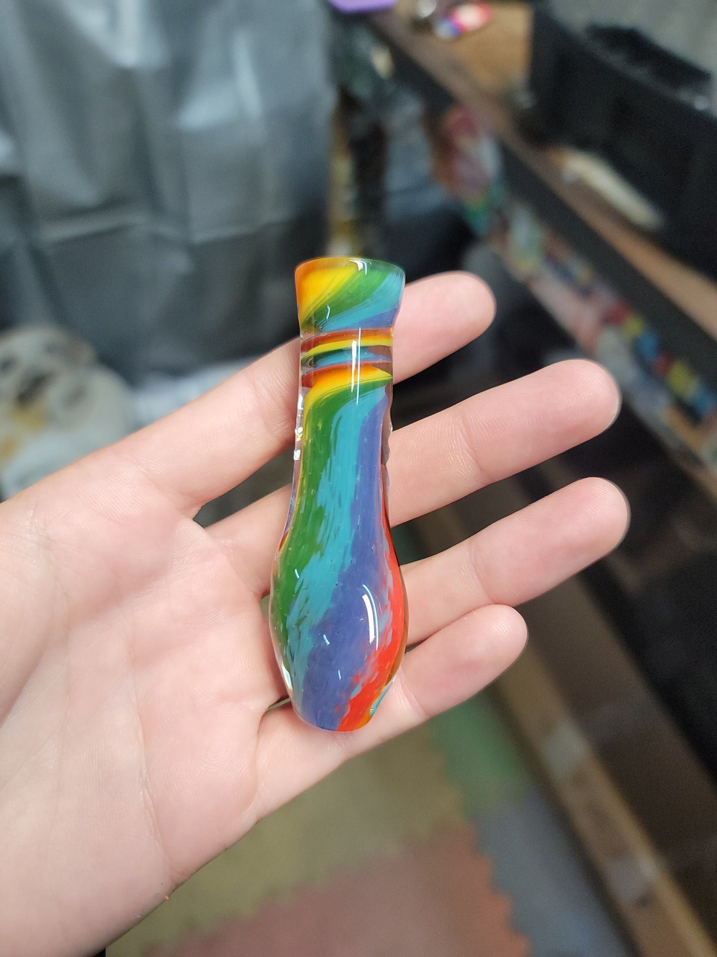 Rainbow frit chillum made to order