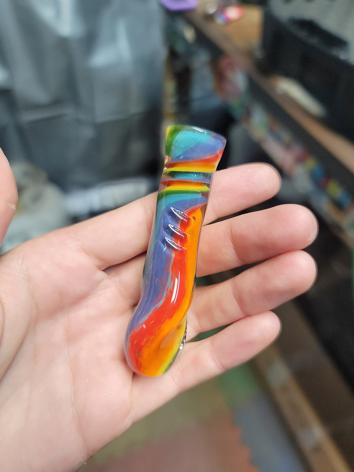 Rainbow frit chillum made to order