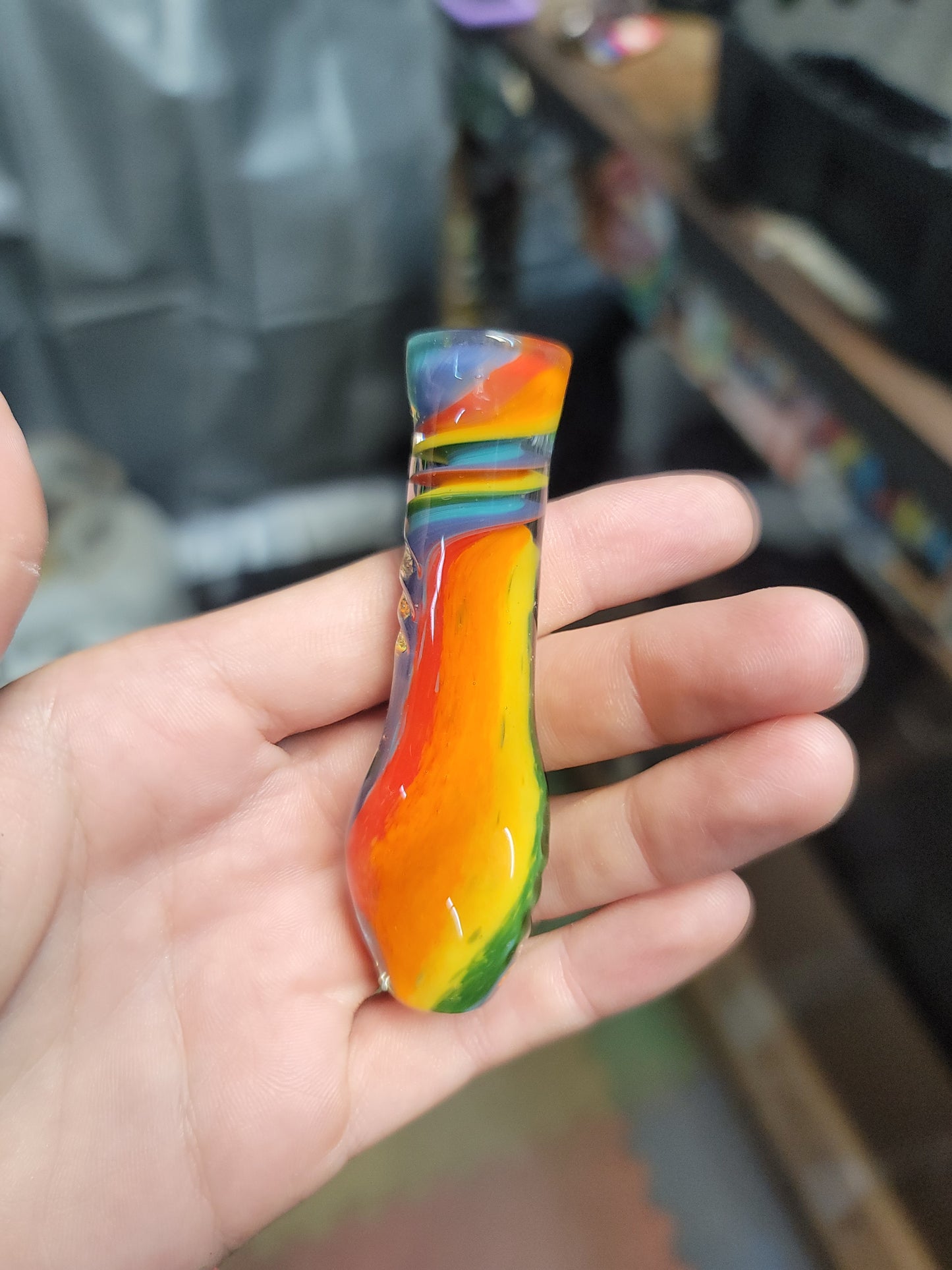 Rainbow frit chillum made to order