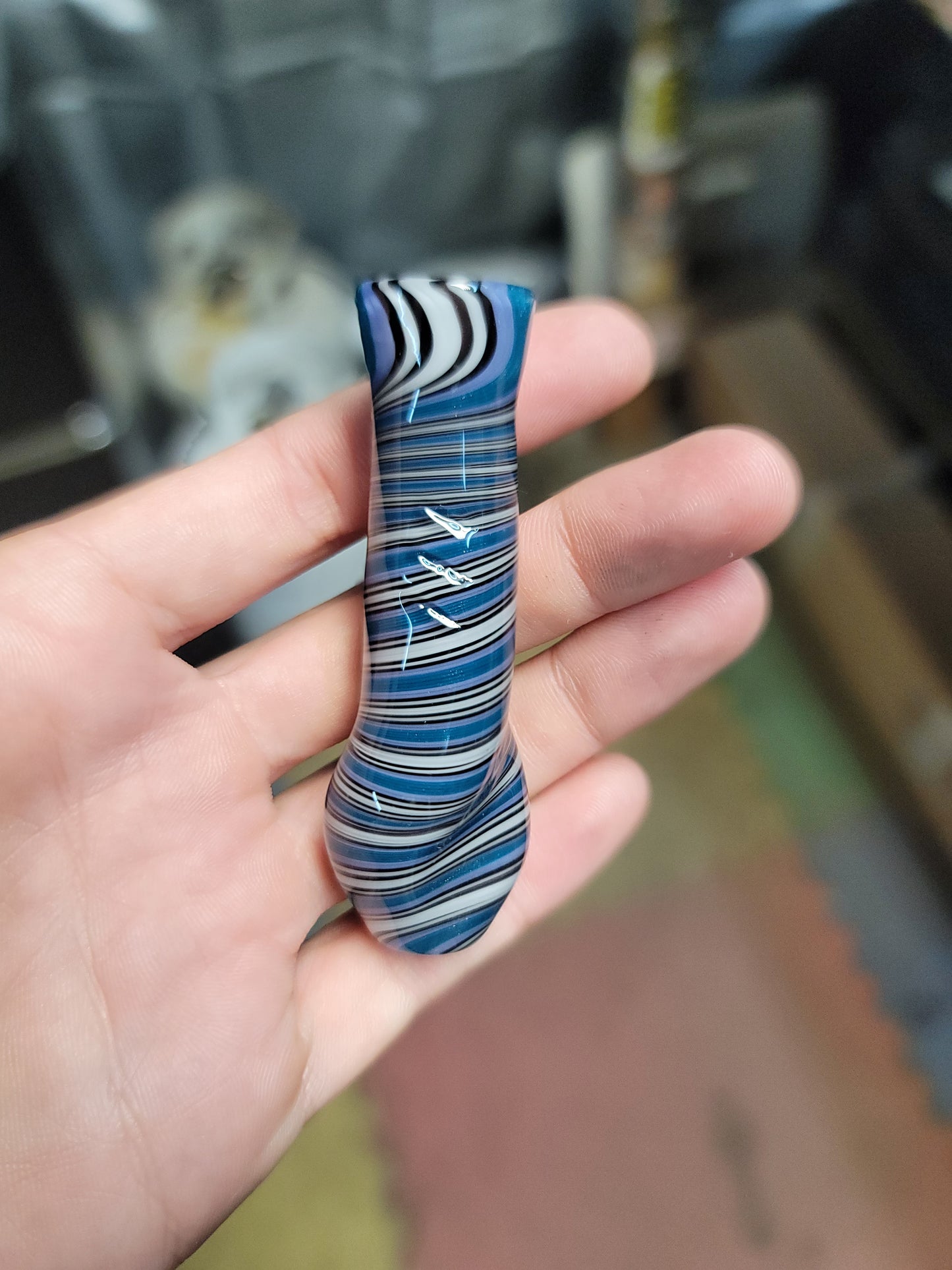 Blurple chillum pendant pipe