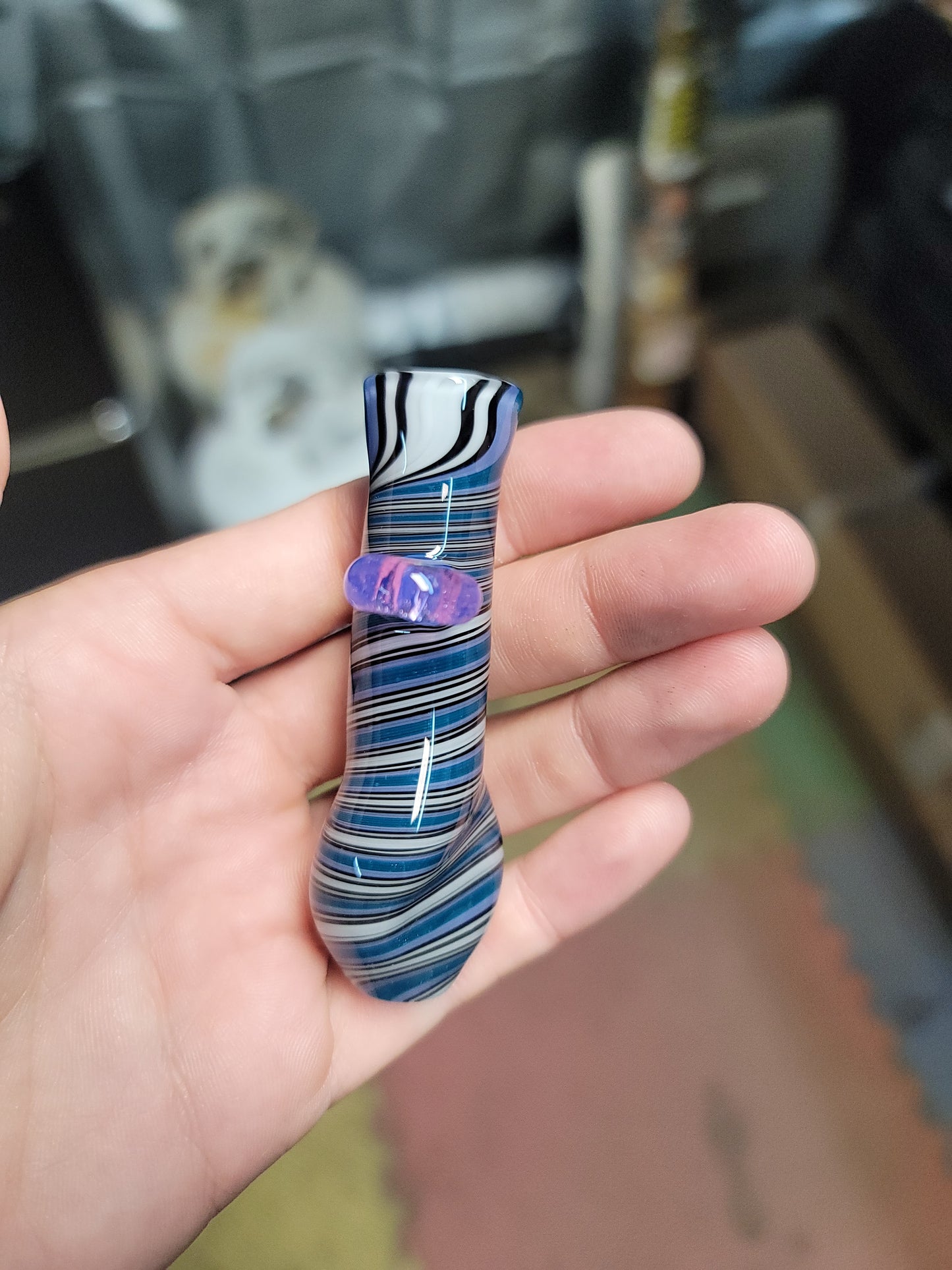 Blurple chillum pendant pipe