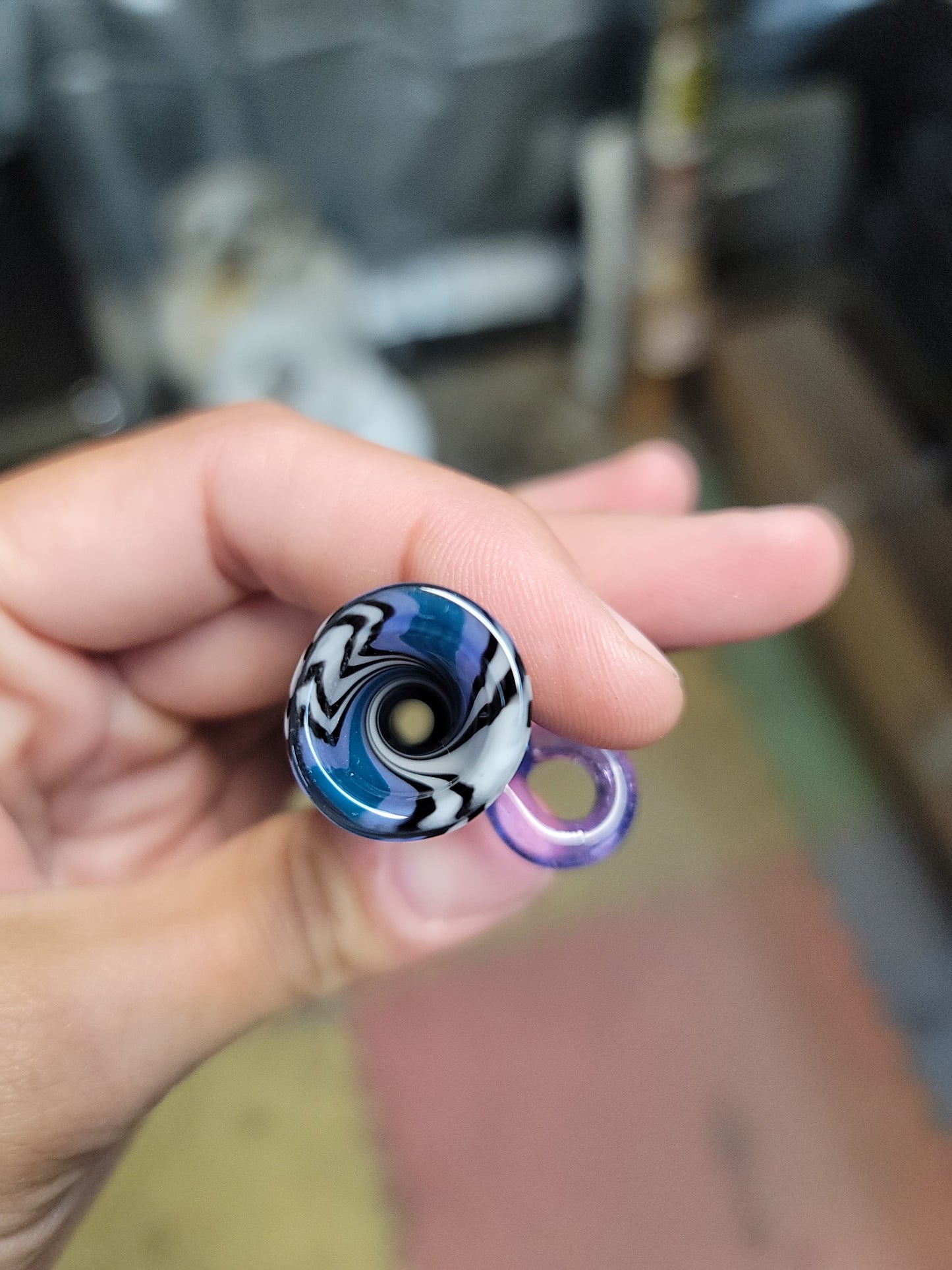 Blurple chillum pendant pipe