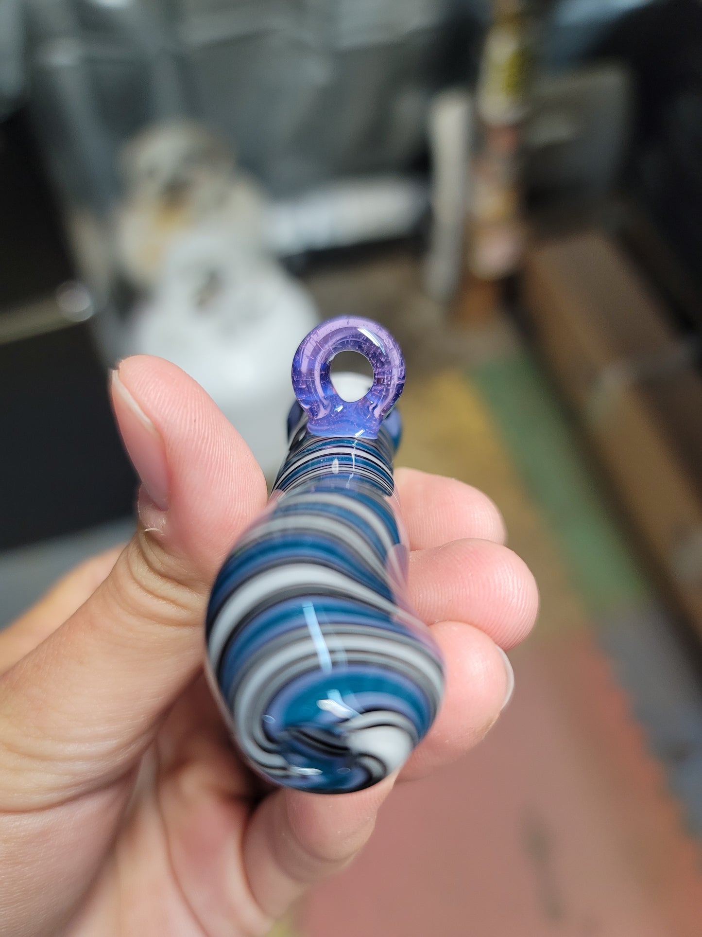 Blurple chillum pendant pipe