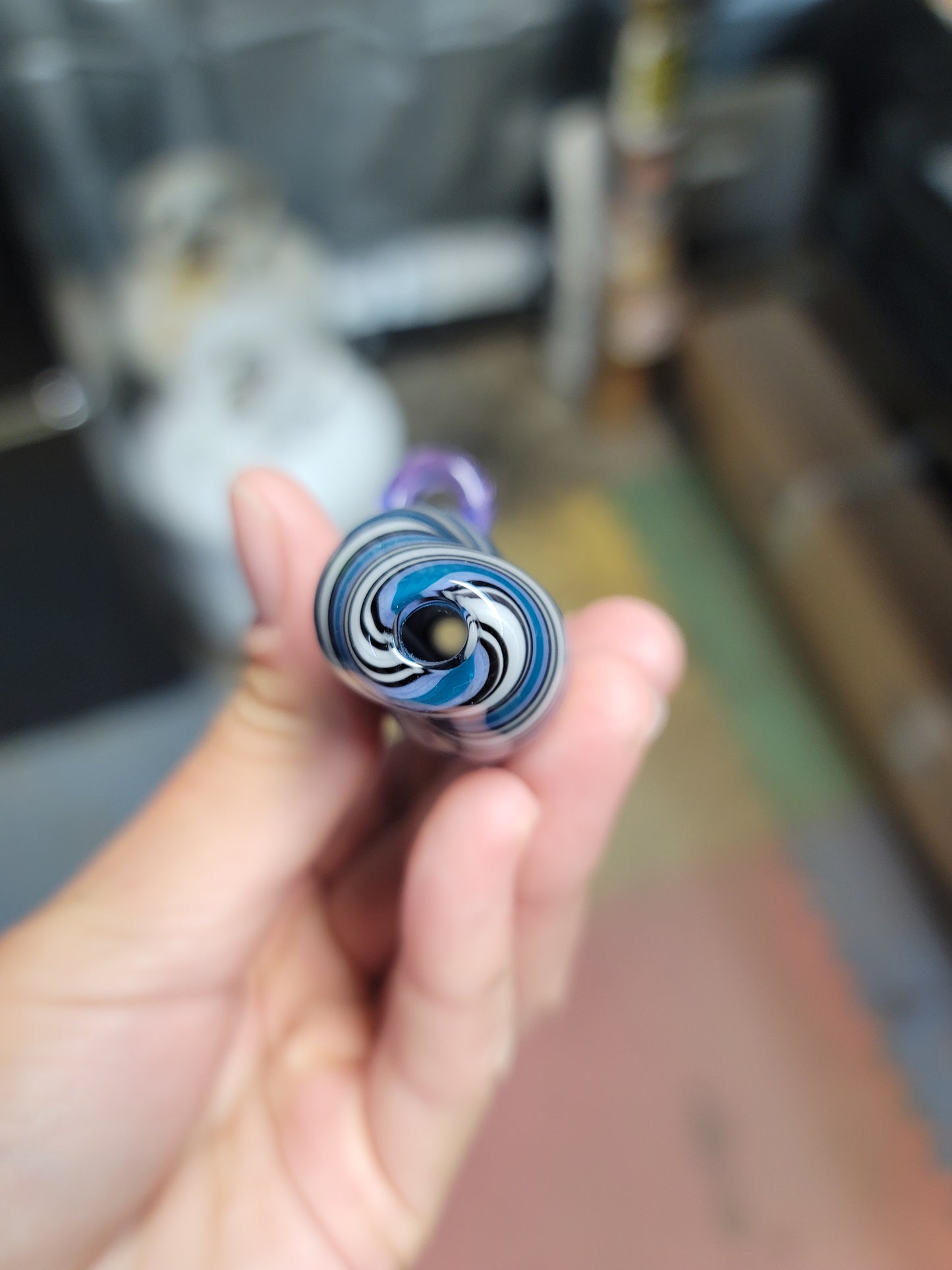 Blurple chillum pendant pipe