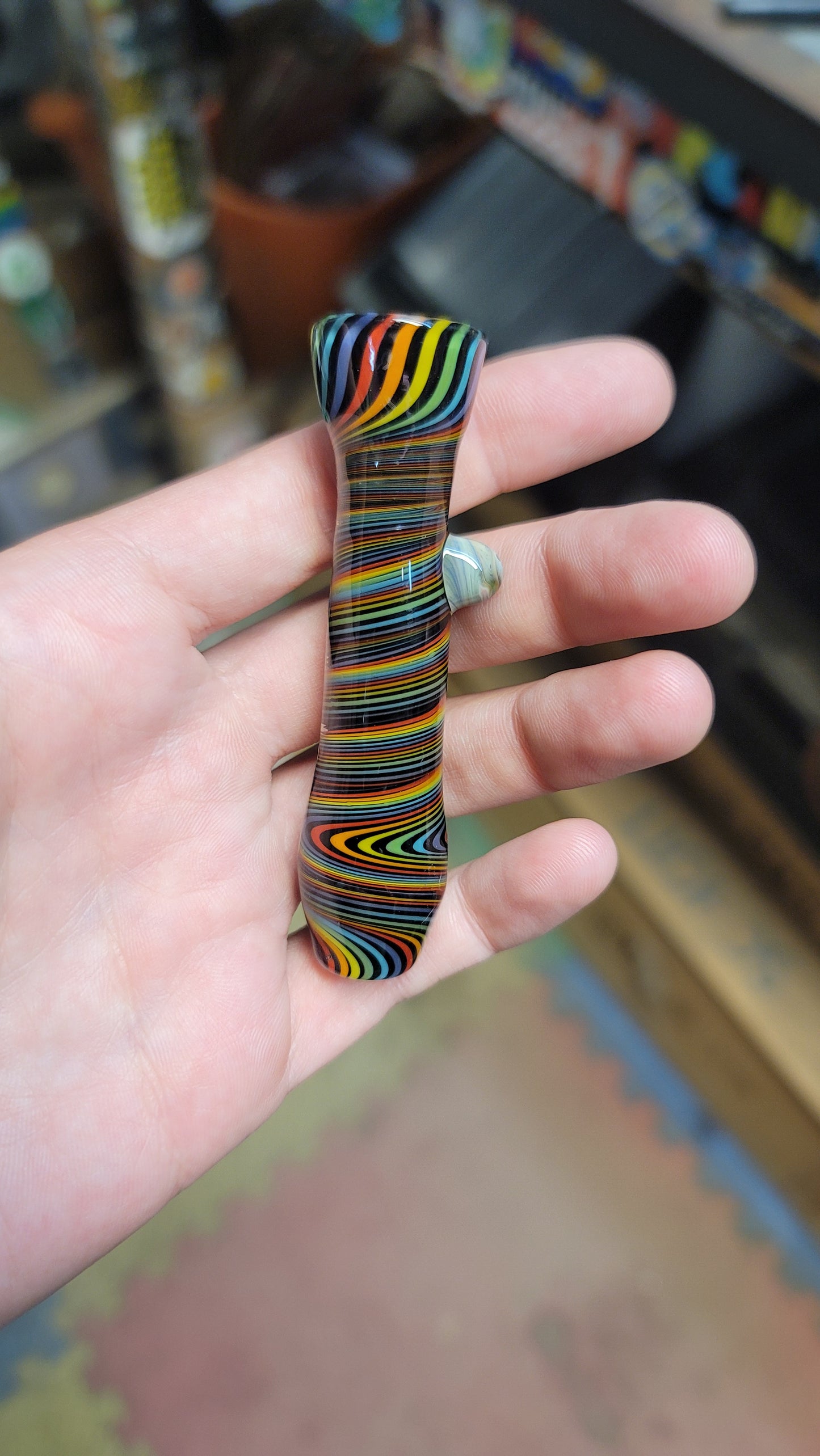 Rainbow with black swirl