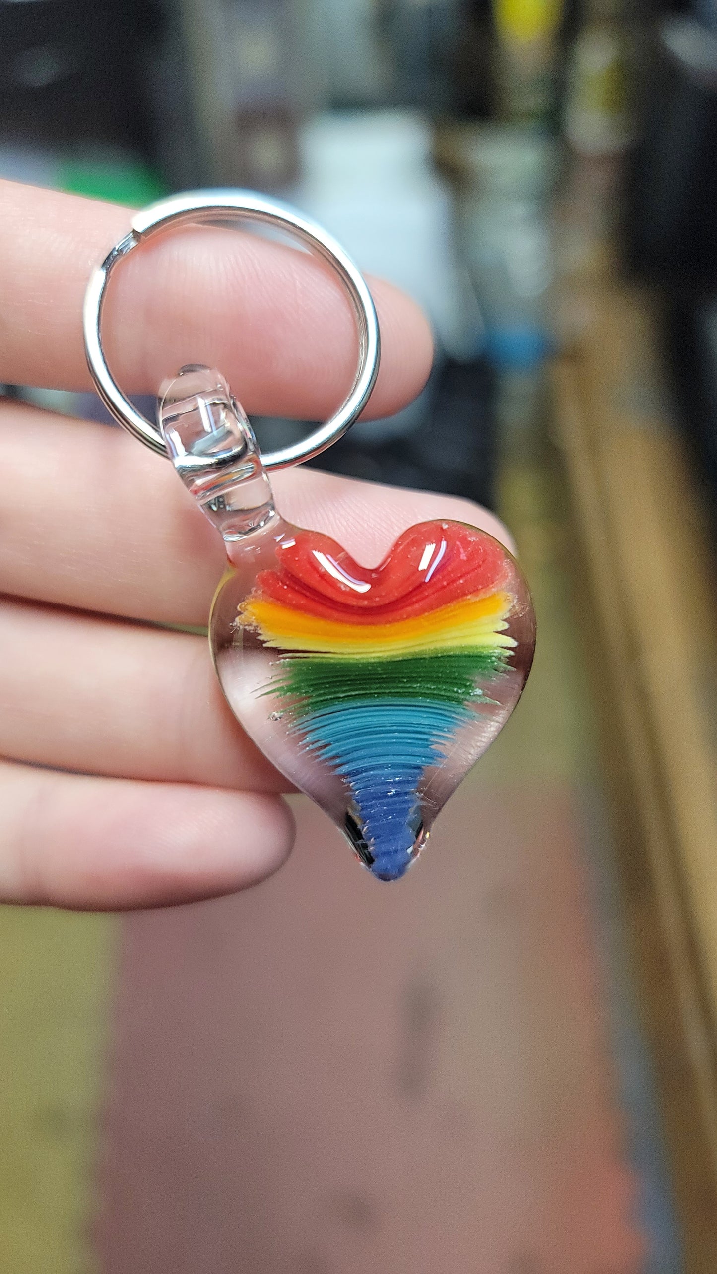 Memorial Rainbow Heart Keychain