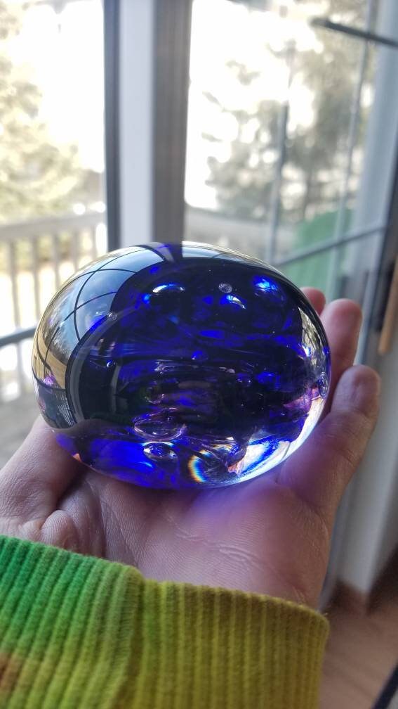 Blues and purple paper weight